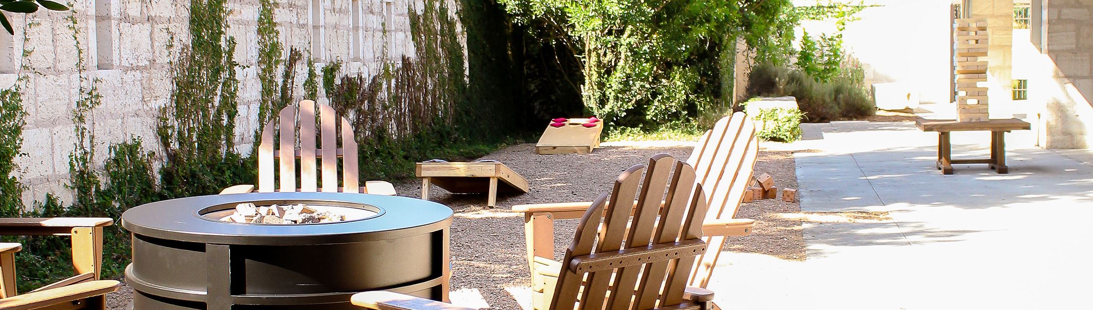 A sunny day in the patio area of the Civic Center