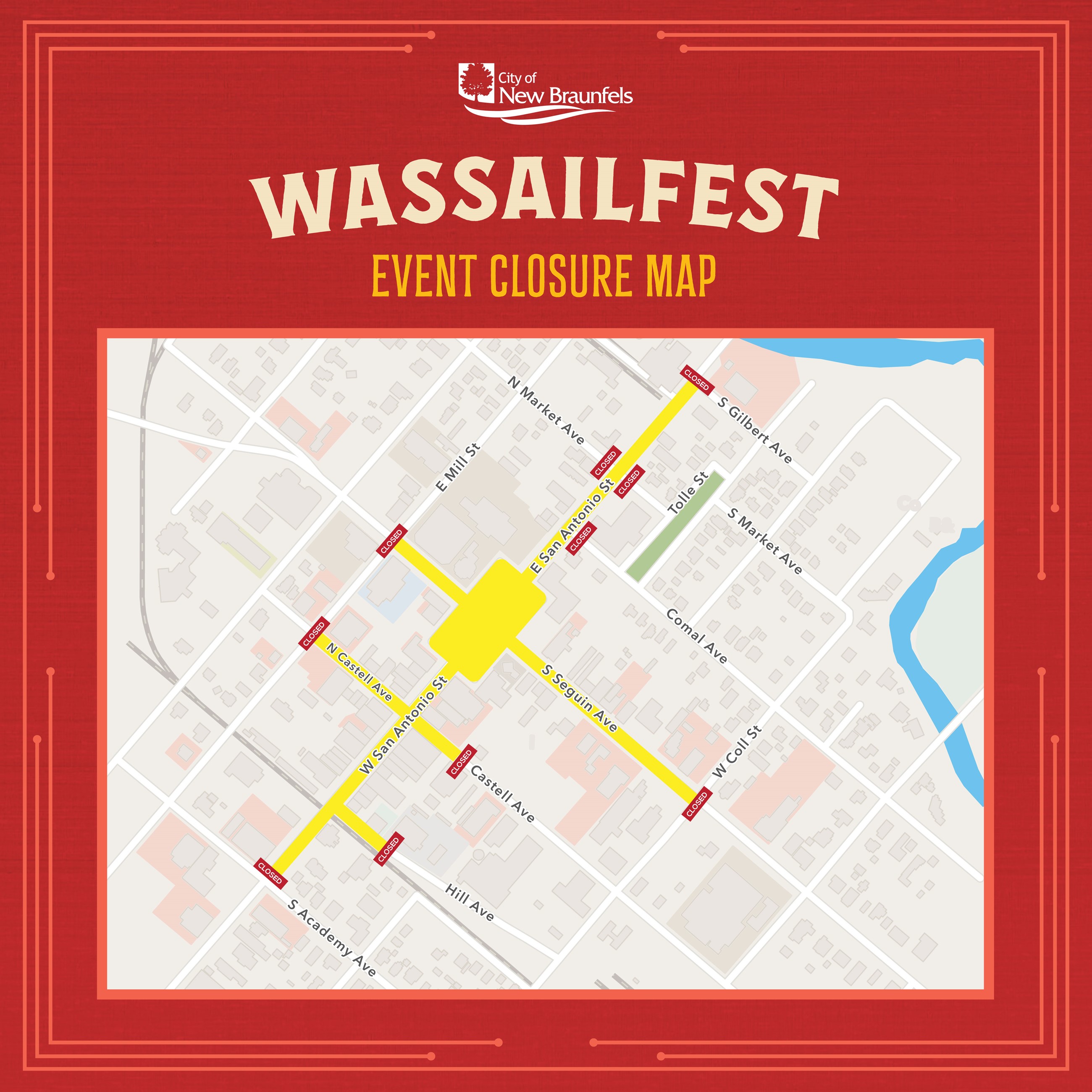 2023 Wassailfest Road Closure Map Square