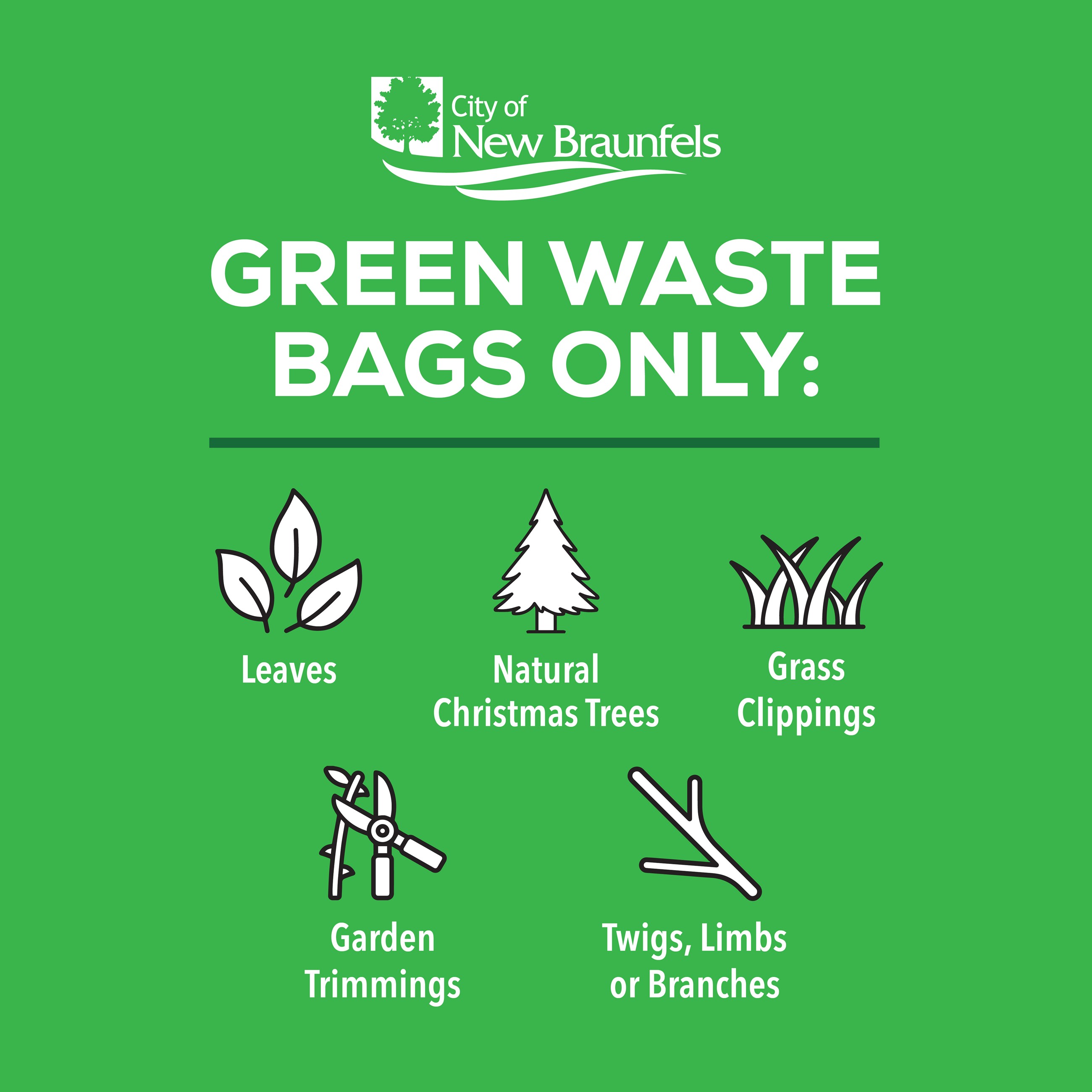 Green Waste Bags Only Leaves Natural Christmas Trees Grass Clippings Garden Trimmings Twigs