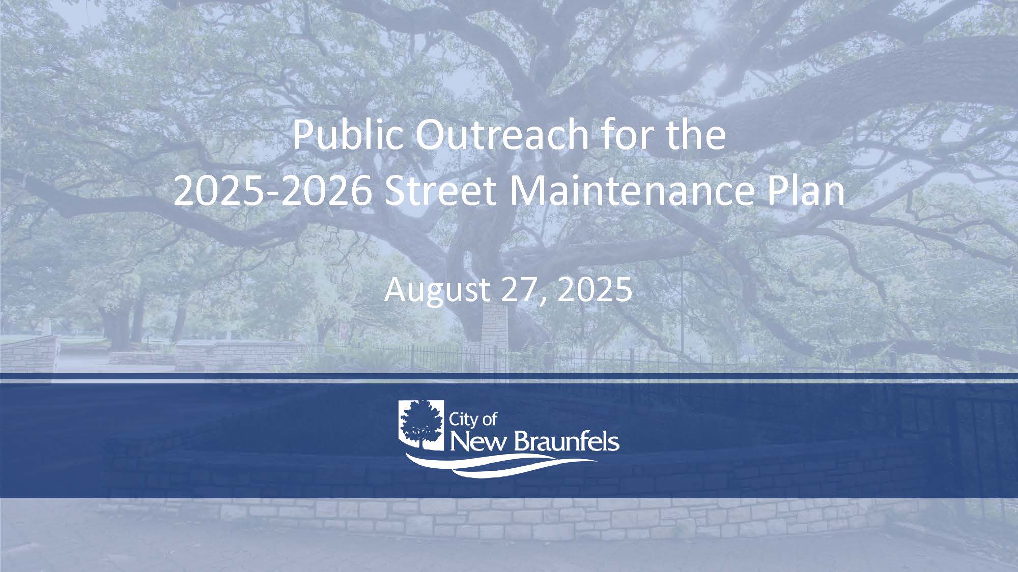 Street Maintenance Plan 2026 Public Forum August 27th