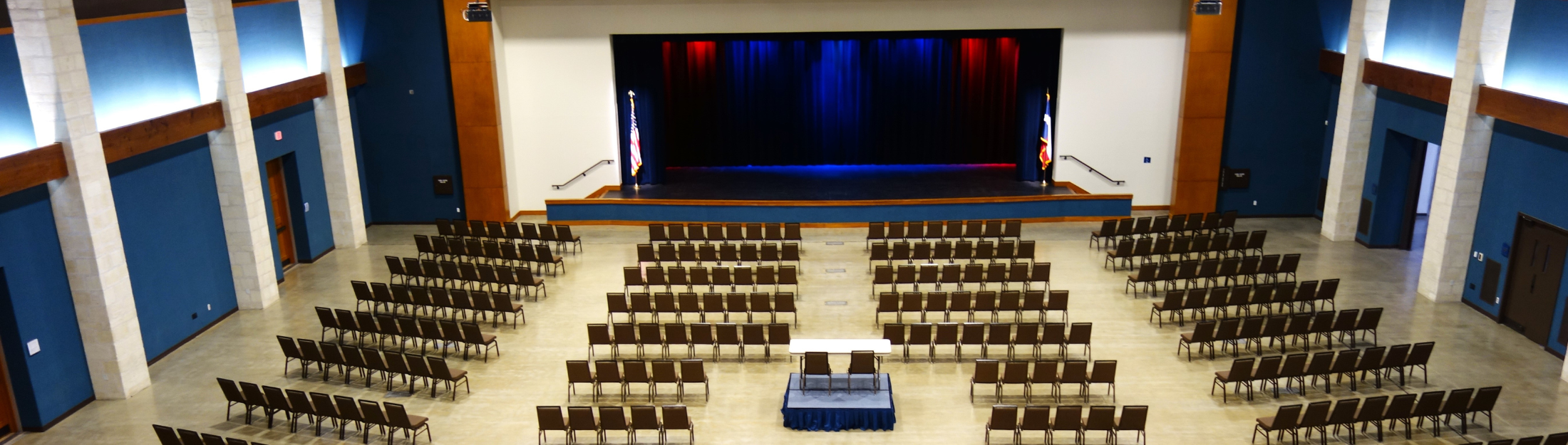 Overhead view inside the Civic Center main ballroom