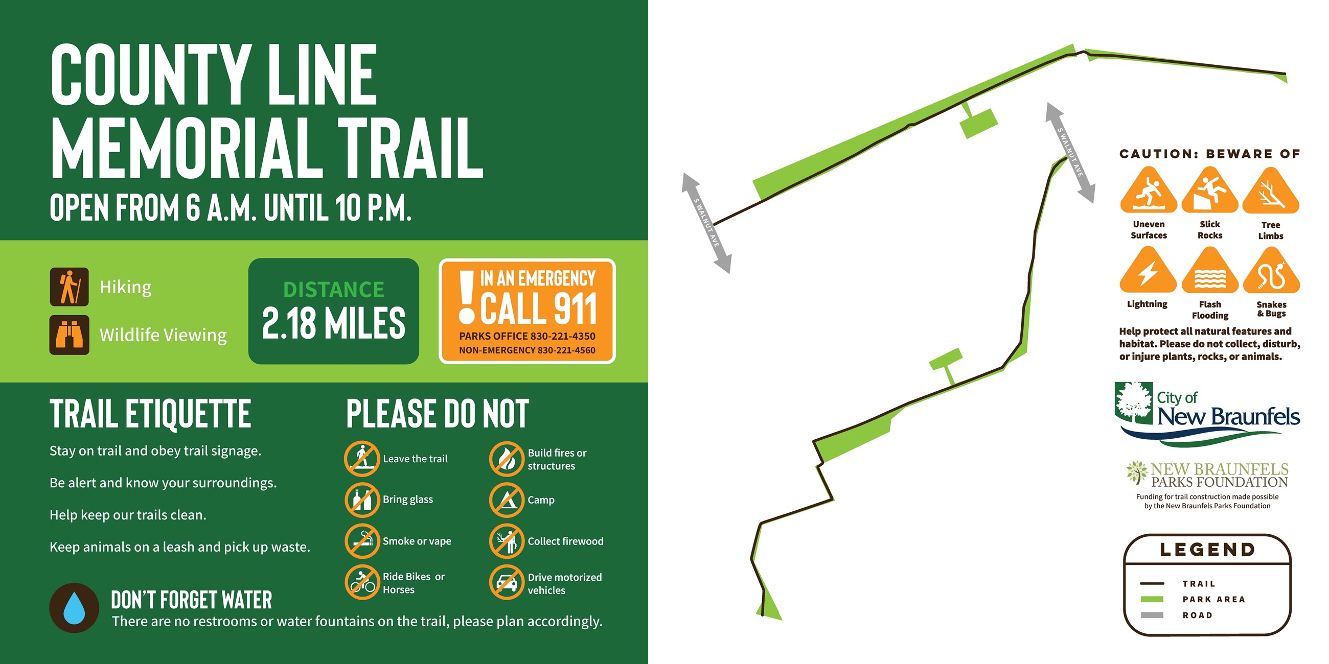 County Line Memorial Trail Sign and Map
